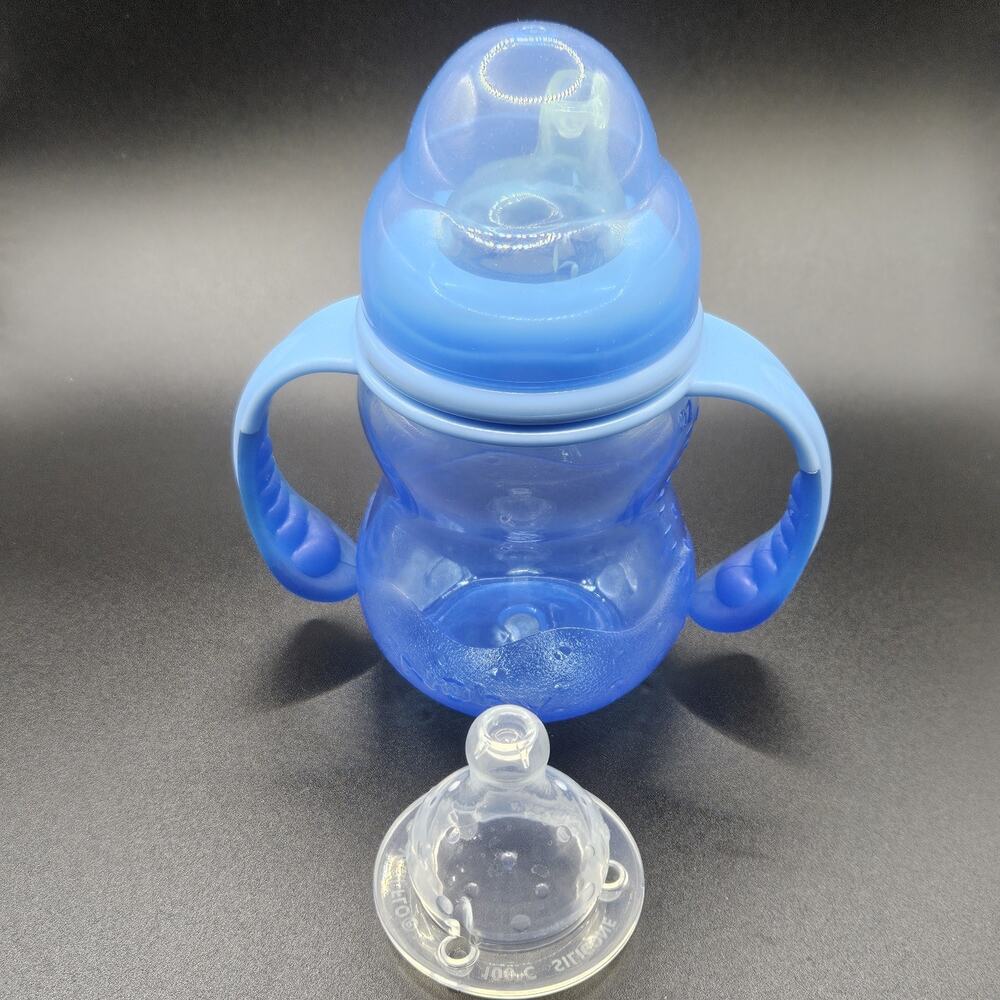 Nuby No-Spill Trainer Sippy Cup Blue 8oz 240mL Handles Soft Spout